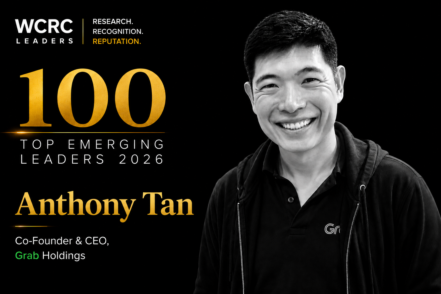 WCRC Asia Top 100 Emerging Leaders 2026 cover — Anthony Tan ranked No. 5