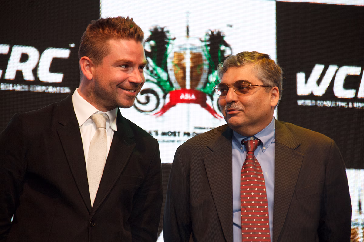 WCRC Leaders awards — cricketer Michael Clarke in conversation with a WCRC honouree at the Asian Brand and Leadership Summit in Dubai