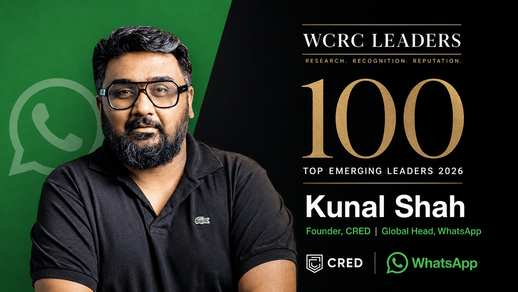 WCRC Asia Top 100 Emerging Leaders 2026 cover — Kunal Shah ranked No. 7