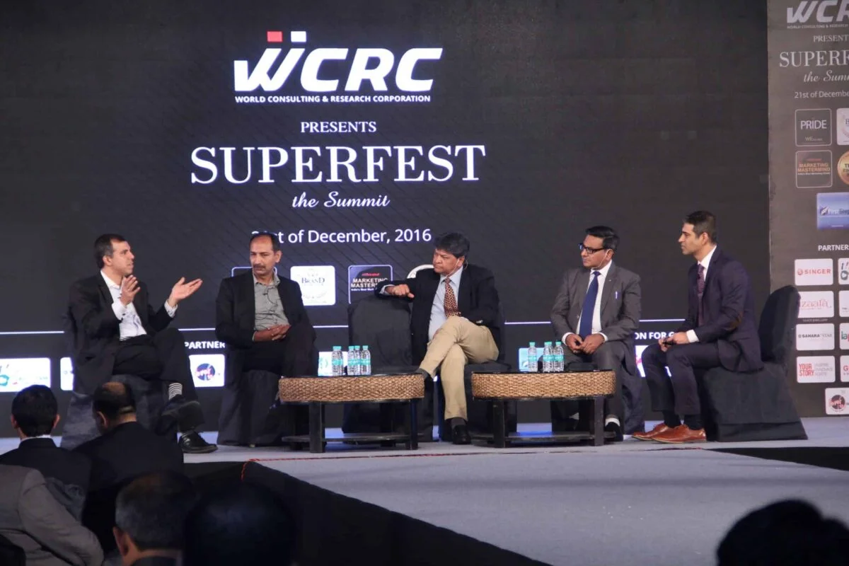 WCRC Leaders awards — five panellists in conversation on the SUPERFEST the Summit stage, December 2016